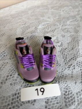 19, Mini Sneakers Nike Jordan 4 Canyon Purple with Lime Accents